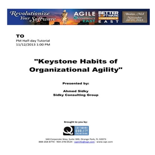 Keystone Habits of Organizational Agility