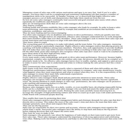 Top sales management skills