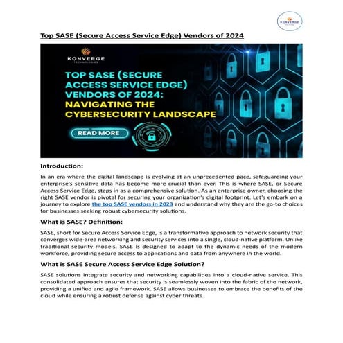 Top SASE (Secure Access Service Edge) Vendors of 2024