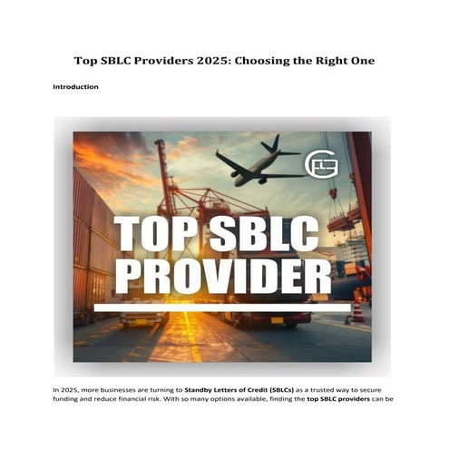Top SBLC Providers 2025: Choosing the Right One | PDF