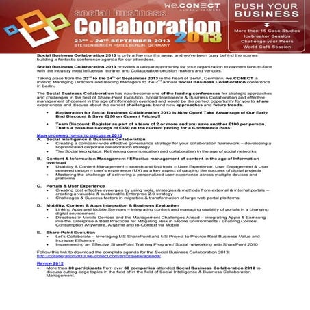 Top stories Social Business Collaboration - Registration now open
