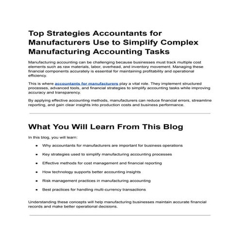 Top Strategies Accountants Use to Simplify Complex Manufacturing ...