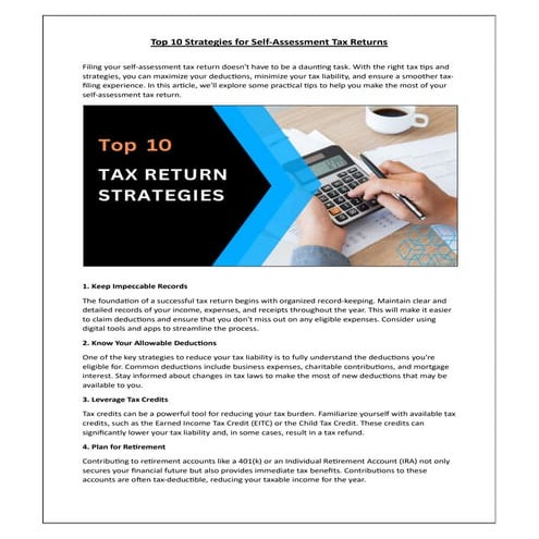 Top 10 Tax Return Strategies
