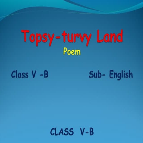 CLASS V ENGLISH TOPSY TURVY LAND
