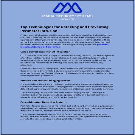 Perimeter Intrusion Security System | PDF