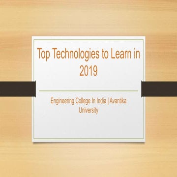 Top Technologies to Learn in 2019 - Avantika University