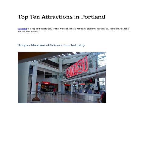 Top ten attractions in Portland