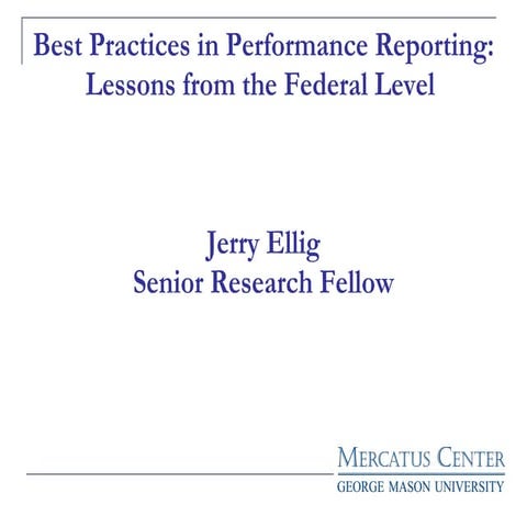 Top Ten Best Practices In Federal Performance Reporting
