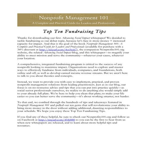 Top Ten Fundraising Tips white paper