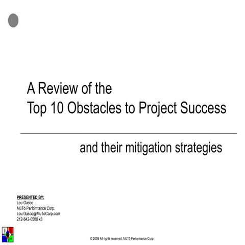 2009 Top Ten Obstacles To Project Success