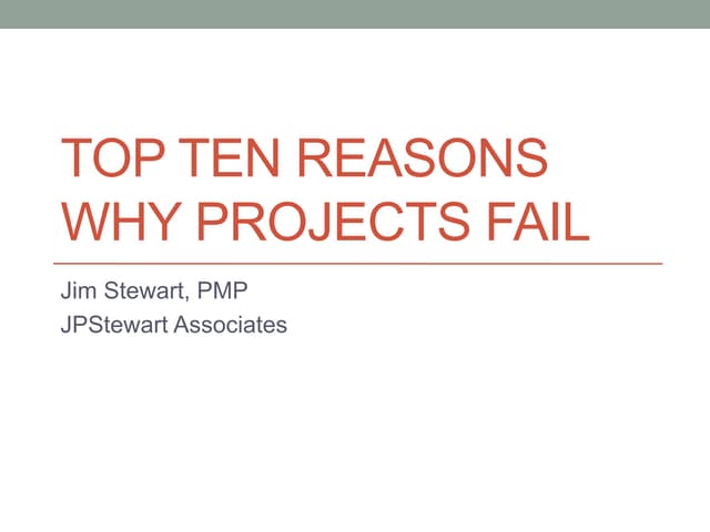 Top Ten Reasons Why Projects Fail