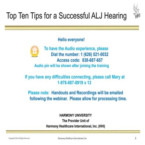 Top Ten Tips for a Successful ALJ Hearing