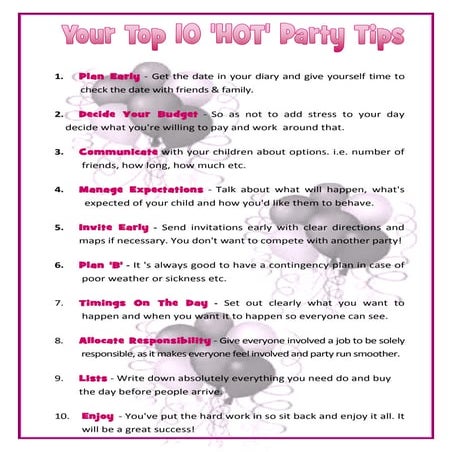 Top ten tips for a successful party