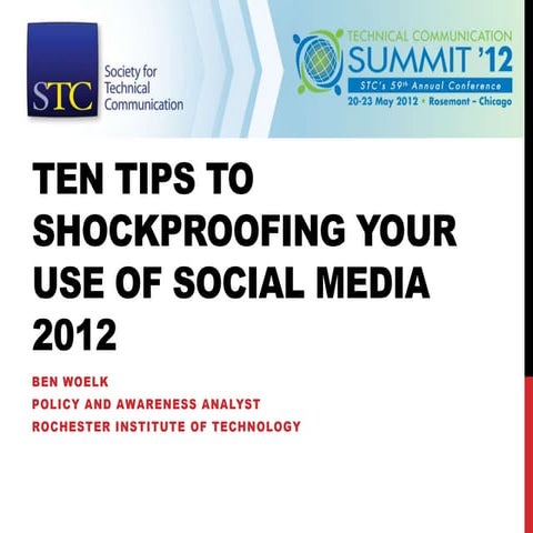 Top Ten Tips to Shockproof Your Use of Social Media 2012