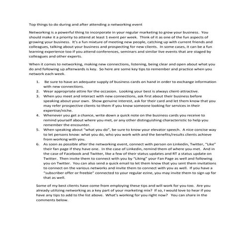 Top things to do during and after attending a networking event