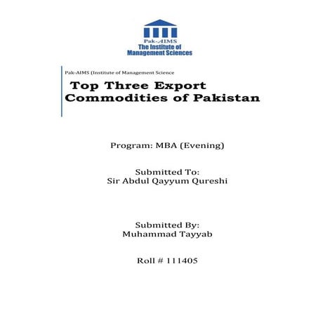 Top three export commdities of Pakistan
