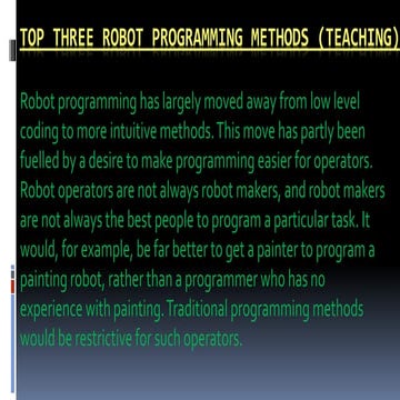 Top three robot programming methods (teaching) | PPTX