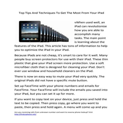 Top tips and techniques to get the most from your i pad
