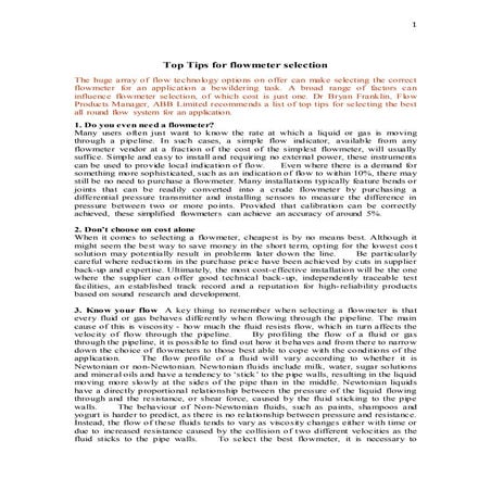 Top tips for flowmeter selection