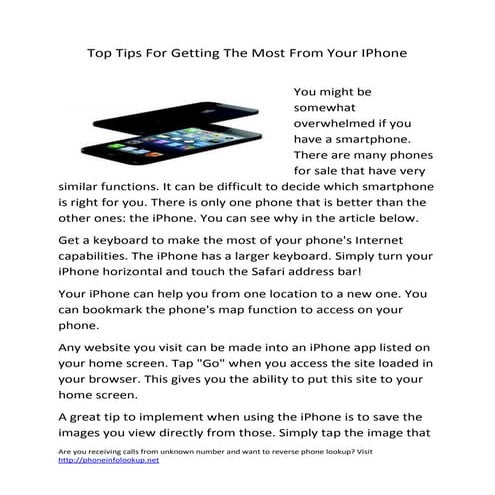 Top tips for getting the most from your i phone