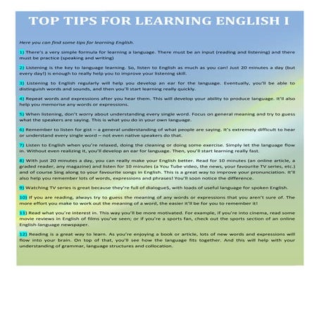 Top tips for learning english