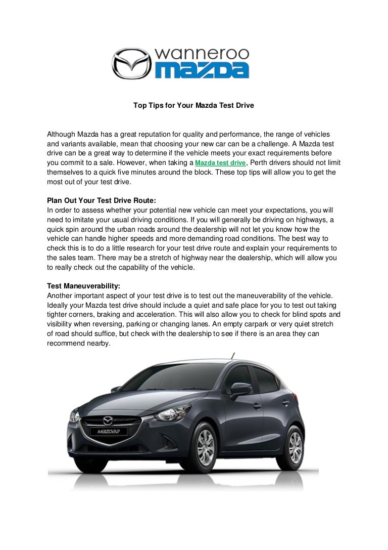 Top Tips for Your Mazda Test Drive