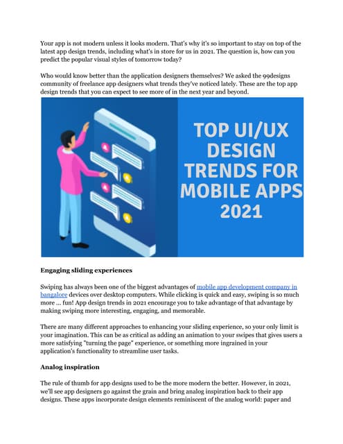 Top ui ux design trends for mobile apps 2021