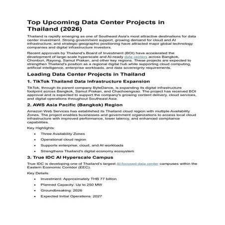 Top Upcoming Data Center Projects in Thailand Driving AI and Cloud ...