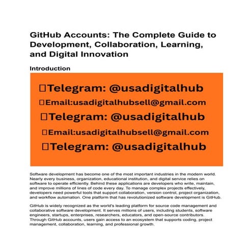 GitHub Accounts: Comprehensive Guide to Development, Collaboration, and ...