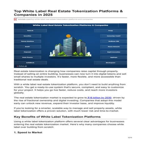 Top White Label Real Estate Tokenization Platforms  Companies in 2025.pdf