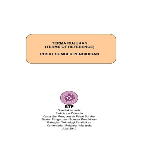 Terma Rujukan Pusat Sumber Pendidikan