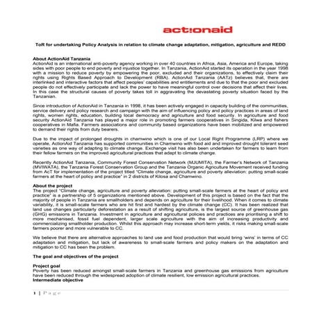 ToR for policy review for CCAP