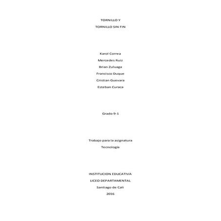 Tornillo y Tornillo Sin Fin