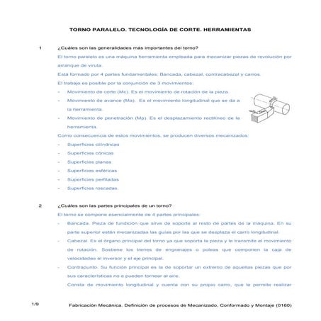Torno paralelo - Tecnologías de corte - Herramientas y accesorios