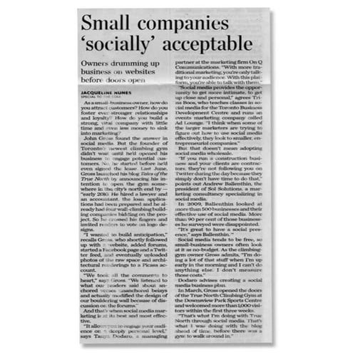Toronto Star - Small companies socially acceptable