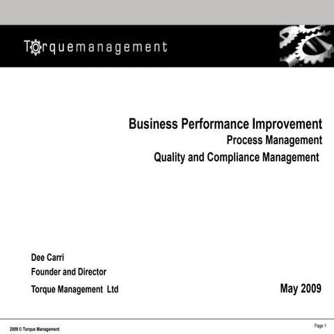 Torque Management Business Performance Improvement
