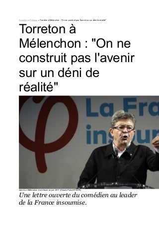 Torreton philippe lettre ouverte à melenchon jean luc  obs  24 septembre 2017