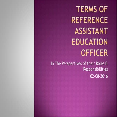 ToRs for ASSISTANT EDUCATION OFFICERS PUNJAB PAKISTAN