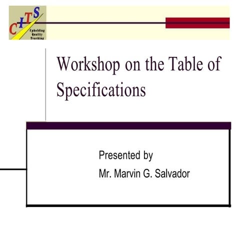 Table of Specification where teachers can use