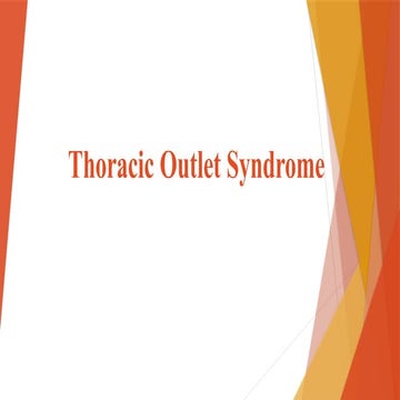 Thoracic Outlet Syndrome (TOS) a group of disorders that occur when ...