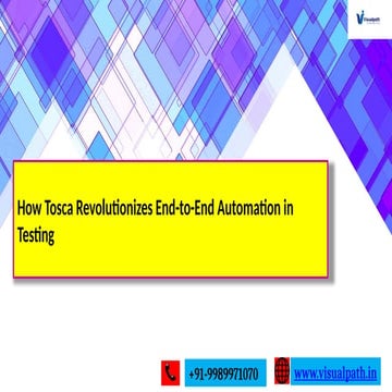 Tosca Online Training Course Hyderabad | Tosca Testing Training