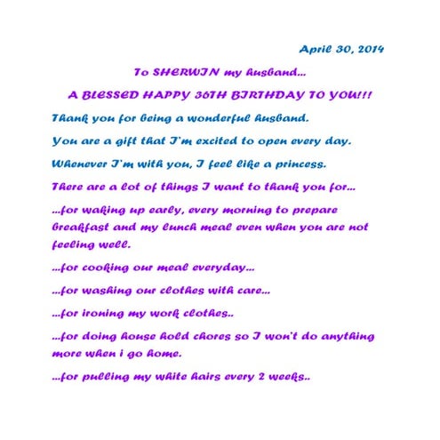 To sherwin my husband