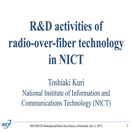 R&D activities of radio-over-fiber technology in NICT | PDF