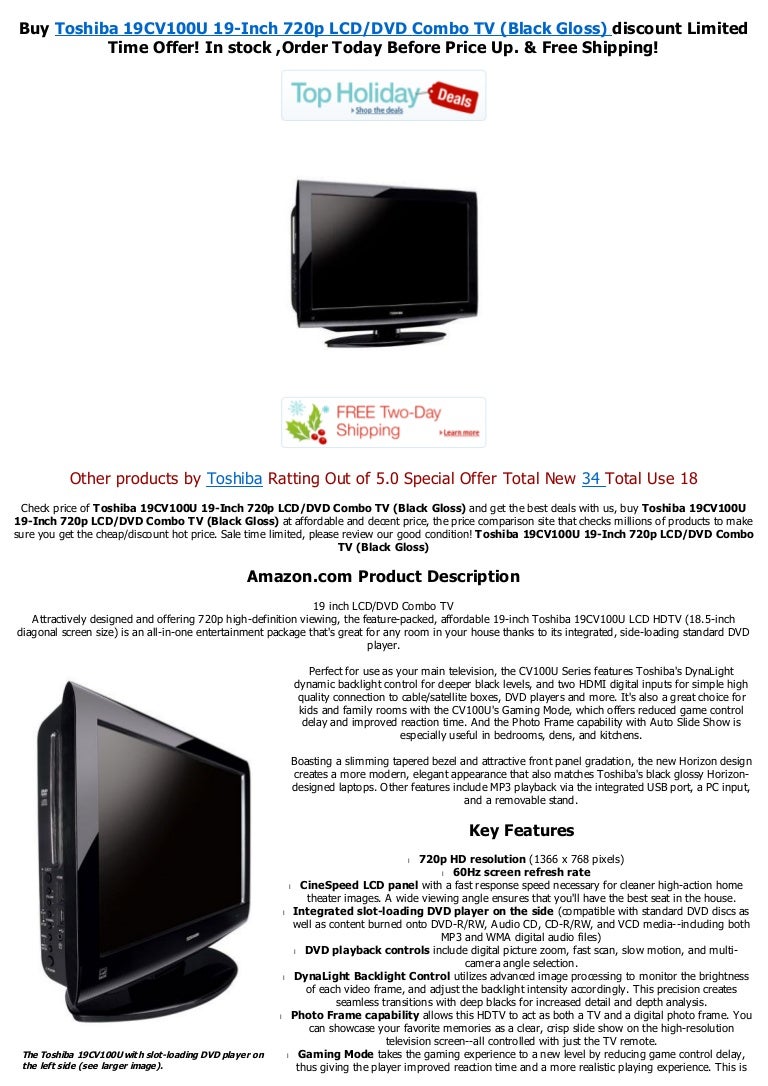 Toshiba 19cv100u 19 Inch 7p Lcd Dvd Combo Tv Black Gloss Pdf