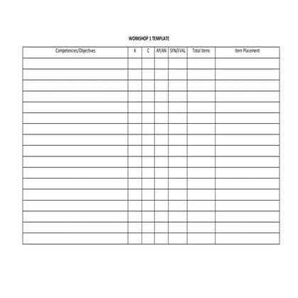 Table of Specification template | DOCX
