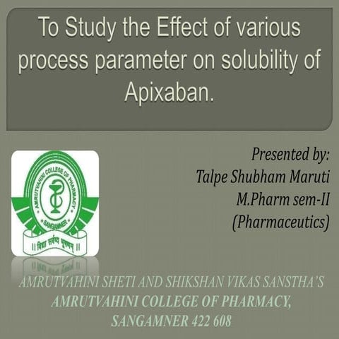 To study the effect of various process parameter.