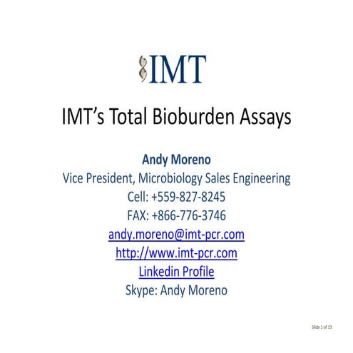 Total Bioburden Assays 04 06 2010