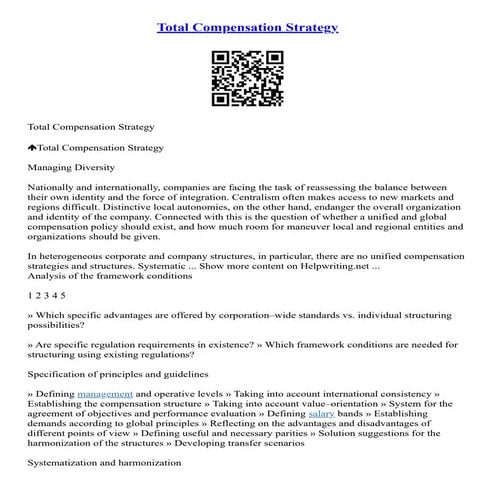 Total Compensation Strategy