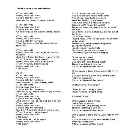 Total eclipse of the heart