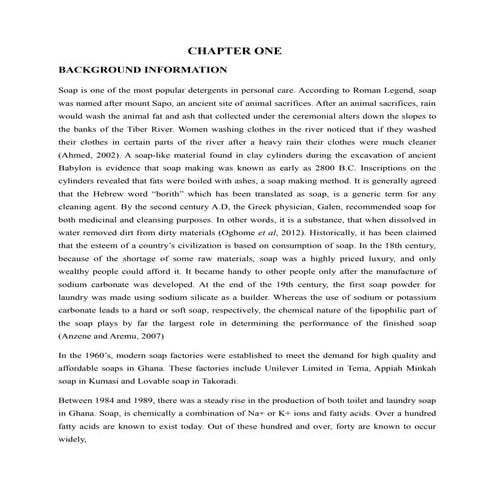 DETERMINATION OF THE TOTAL FATTY MATTER CONTENT IN SELECTED SOAPS ON THE GHAN...